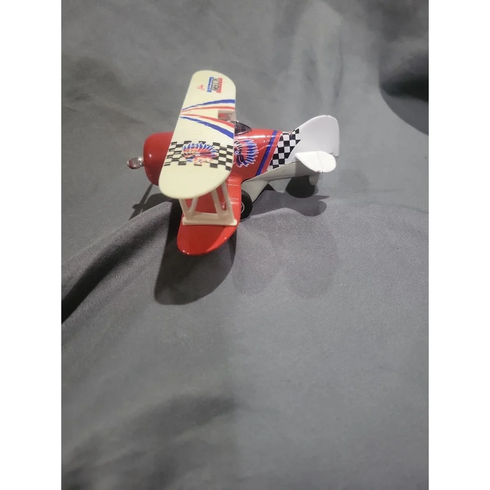 Toysmith Plane John American Biplane Pull Back Release Toy Die Cast & Plastic